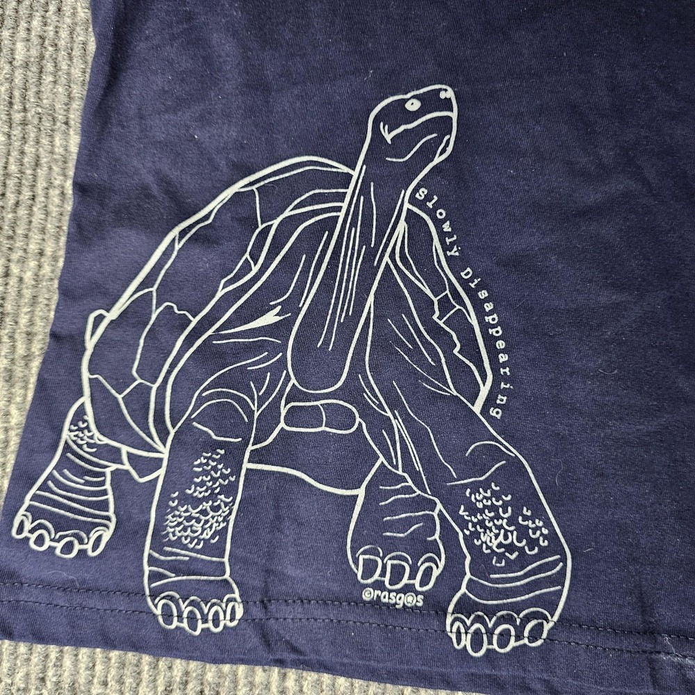 Rasgos Shirt Womens Large Blue V Neck Galapagos Turtle Graphic Top Tee - Picture 3 of 10